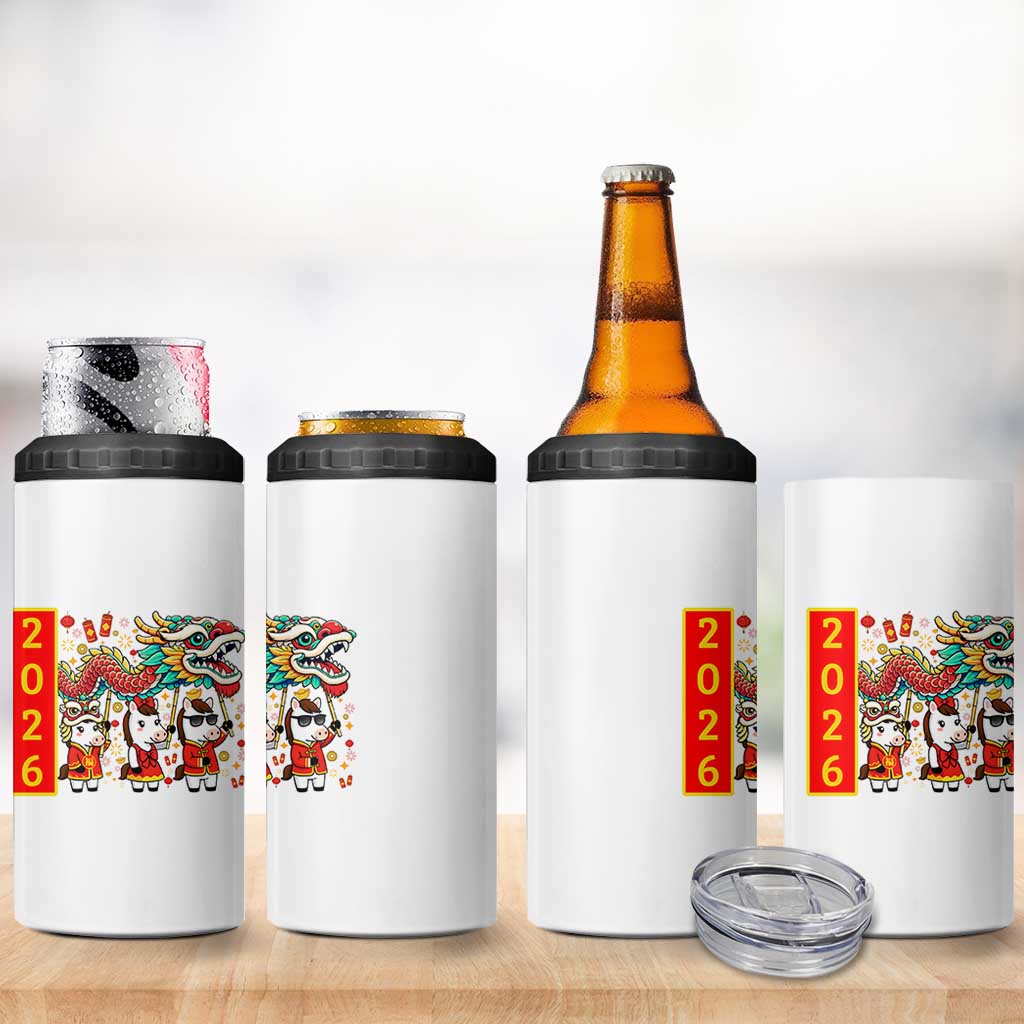 Cute Horse Dragon Dance 4 in 1 Can Cooler Tumbler Lunar New Year - Wonder Print Shop