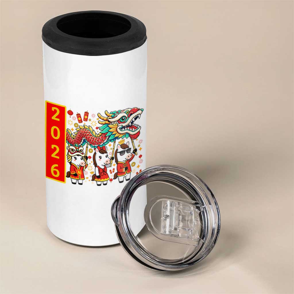 Cute Horse Dragon Dance 4 in 1 Can Cooler Tumbler Lunar New Year - Wonder Print Shop