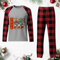 Cute Horse Dragon Dance Plaid Pajama Set Lunar New Year - Wonder Print Shop