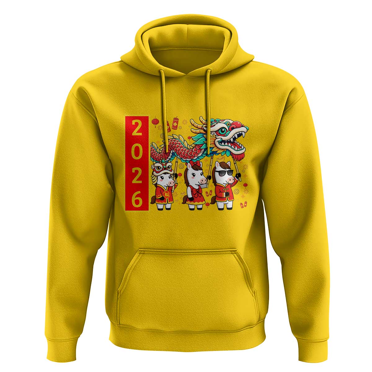 Cute Horse Dragon Dance Hoodie Lunar New Year - Wonder Print Shop