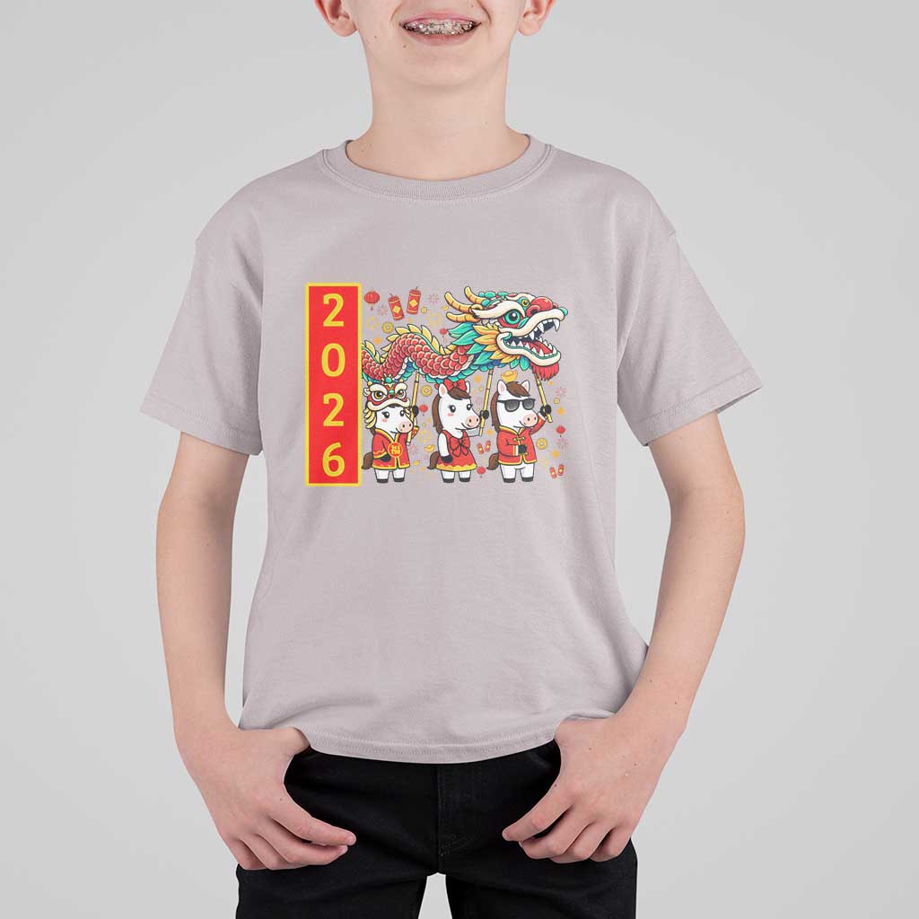 Cute Horse Dragon Dance T Shirt For Kid Lunar New Year - Wonder Print Shop