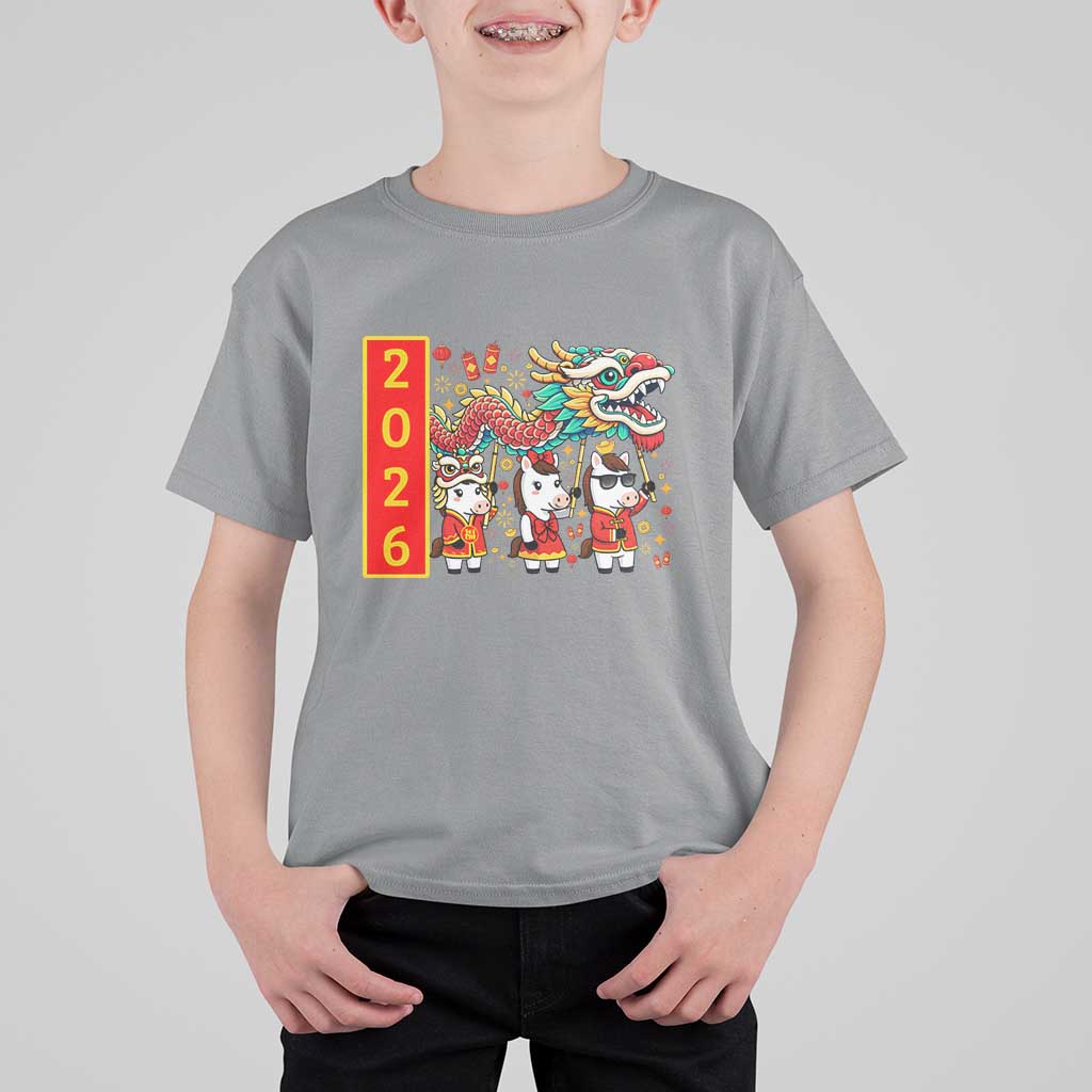 Cute Horse Dragon Dance T Shirt For Kid Lunar New Year - Wonder Print Shop