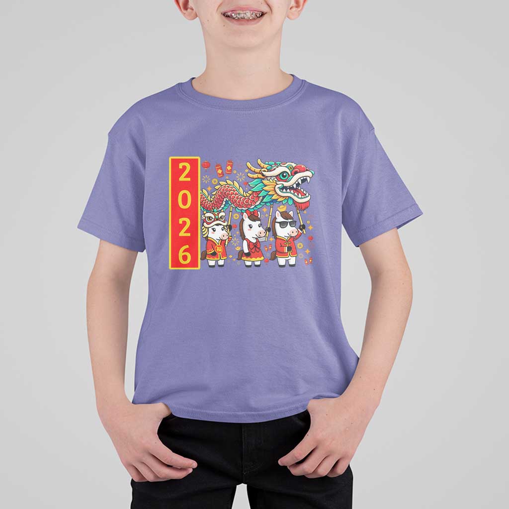 Cute Horse Dragon Dance T Shirt For Kid Lunar New Year - Wonder Print Shop