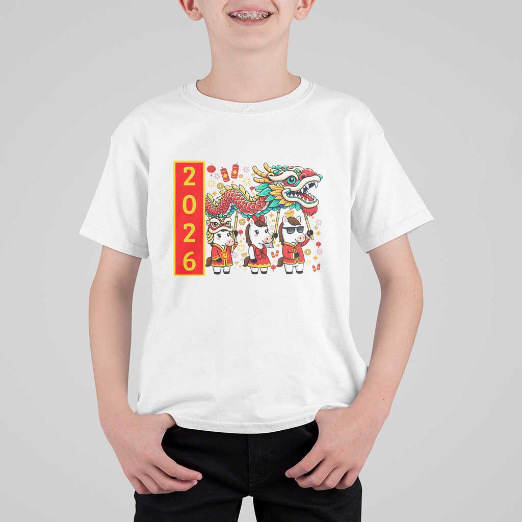 Cute Horse Dragon Dance T Shirt For Kid Lunar New Year - Wonder Print Shop