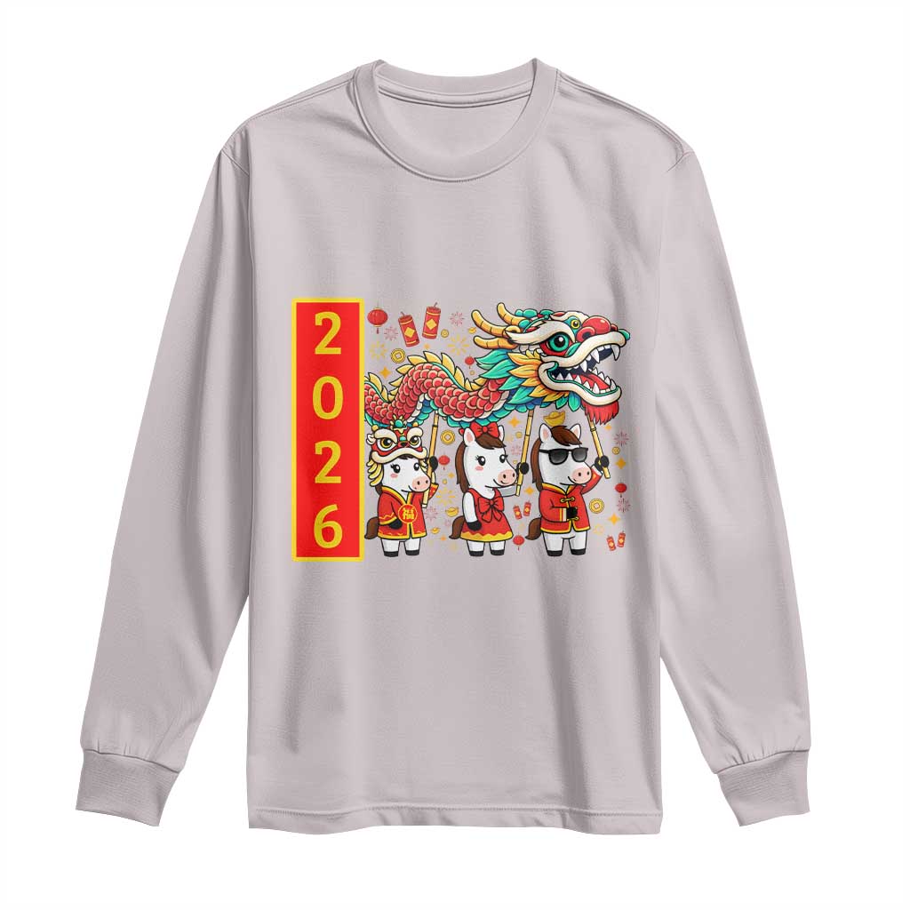Cute Horse Dragon Dance Long Sleeve Shirt Lunar New Year - Wonder Print Shop
