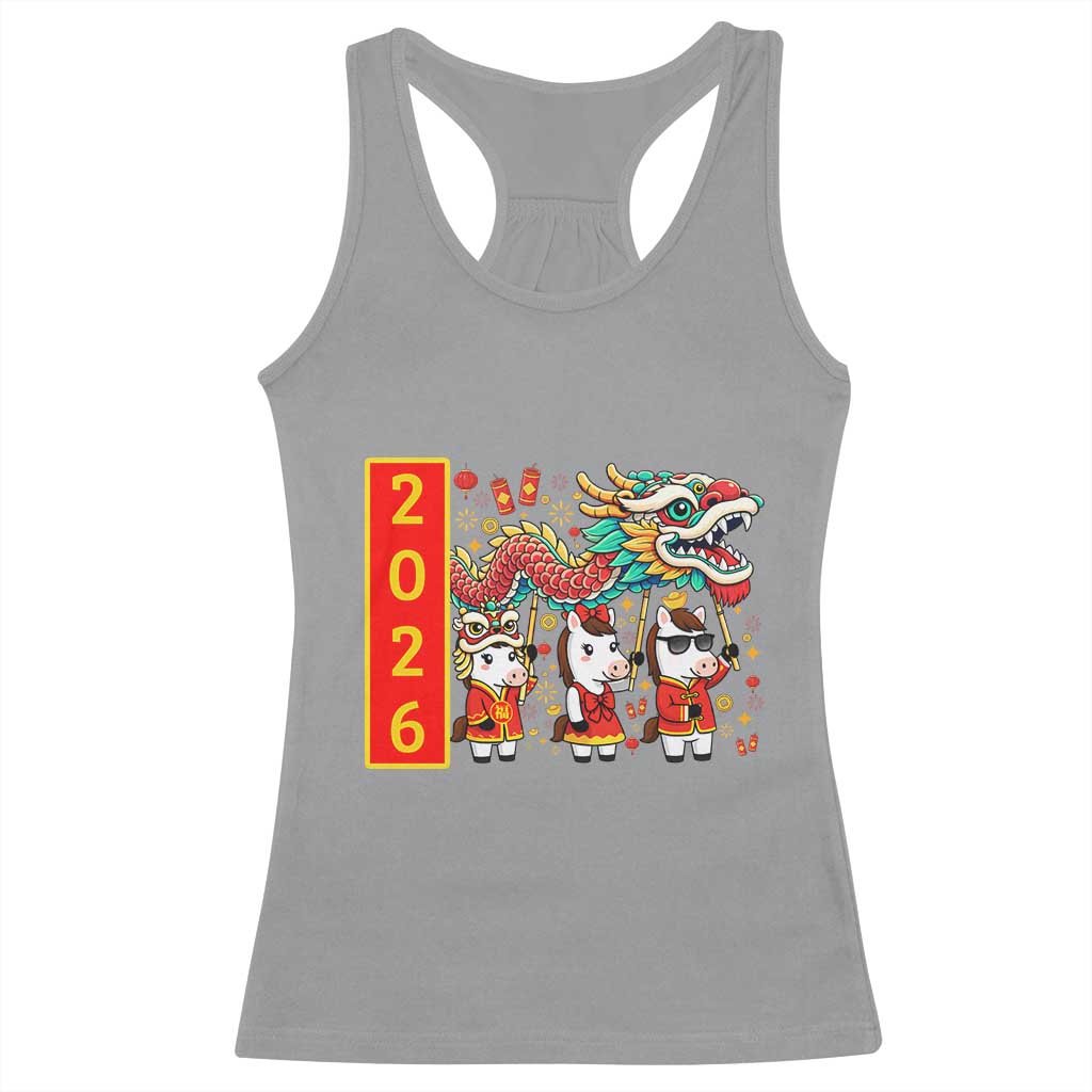 Cute Horse Dragon Dance Racerback Tank Top Lunar New Year - Wonder Print Shop