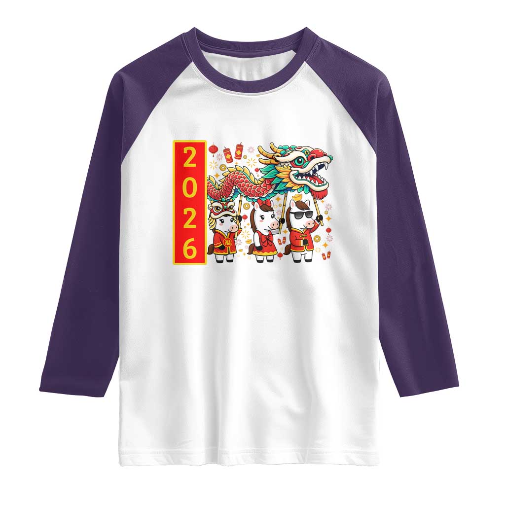 Cute Horse Dragon Dance Raglan Shirt Lunar New Year - Wonder Print Shop