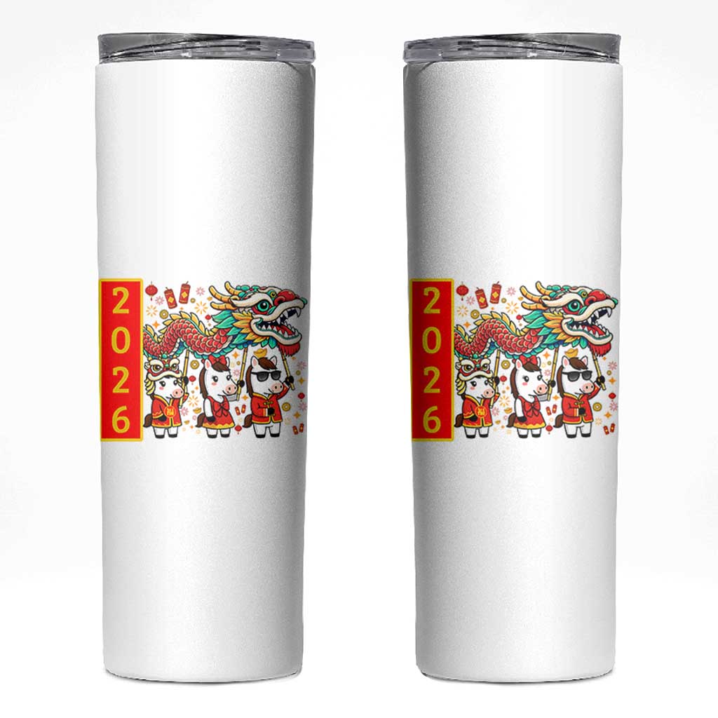 Cute Horse Dragon Dance Skinny Tumbler Lunar New Year - Wonder Print Shop
