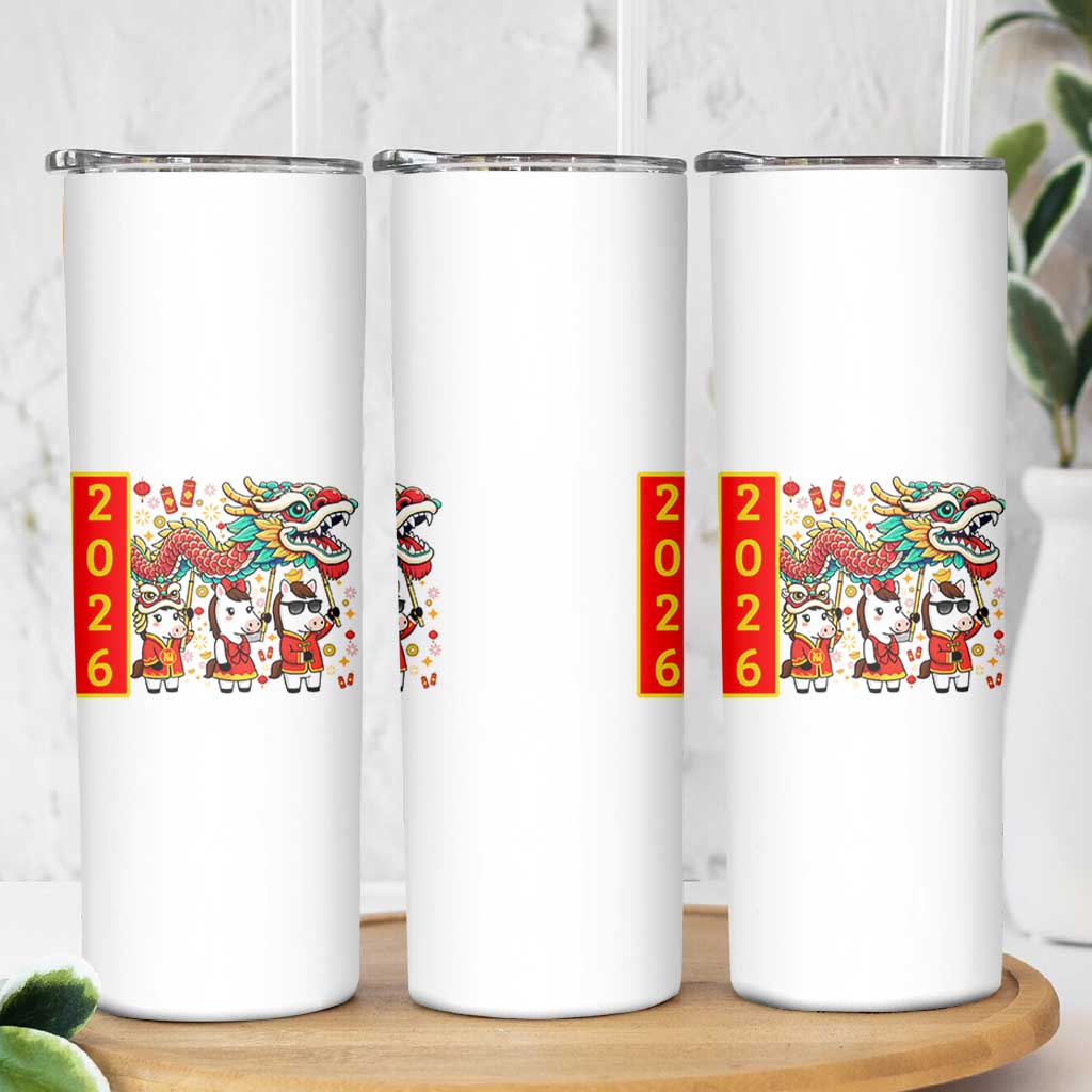 Cute Horse Dragon Dance Skinny Tumbler Lunar New Year - Wonder Print Shop
