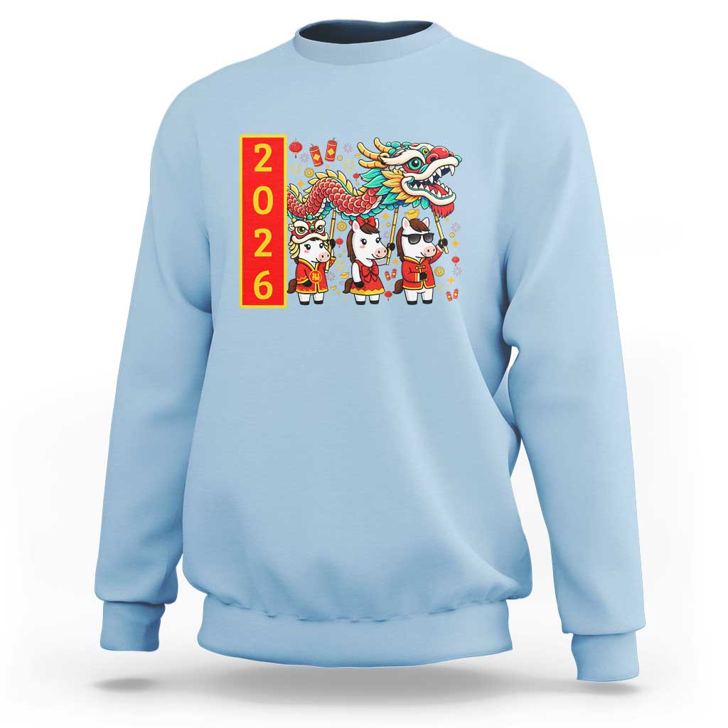 Cute Horse Dragon Dance Sweatshirt Lunar New Year - Wonder Print Shop