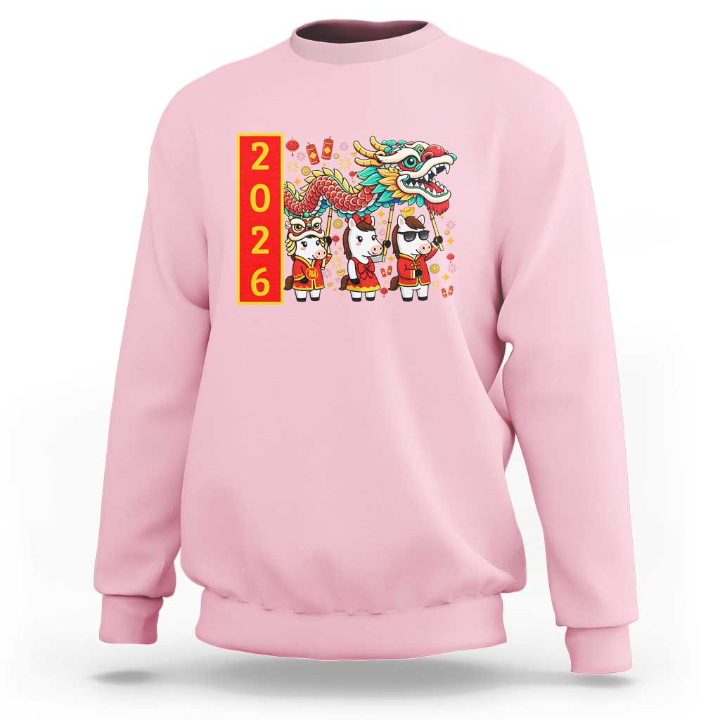 Cute Horse Dragon Dance Sweatshirt Lunar New Year - Wonder Print Shop