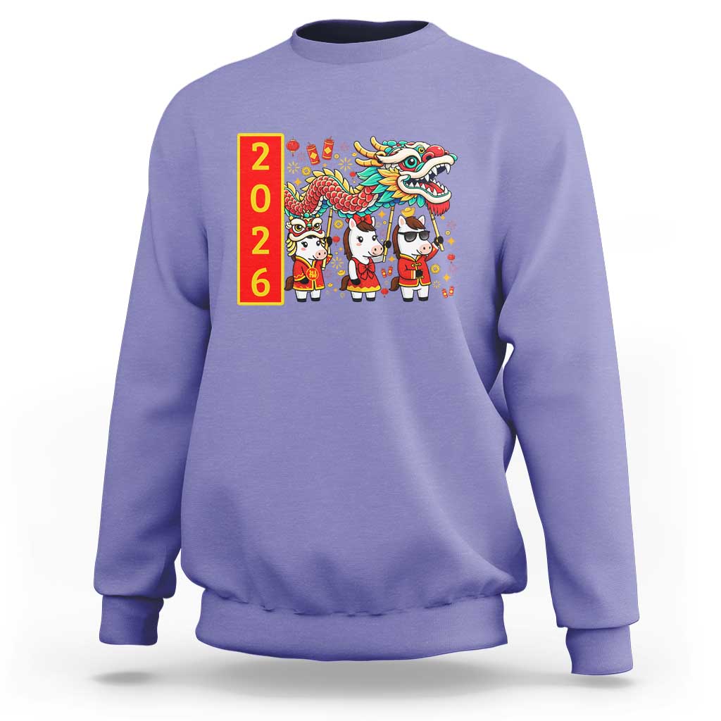 Cute Horse Dragon Dance Sweatshirt Lunar New Year - Wonder Print Shop