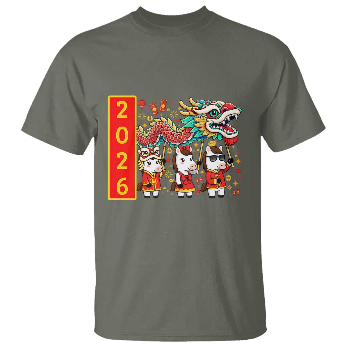 Cute Horse Dragon Dance T Shirt Lunar New Year - Wonder Print Shop