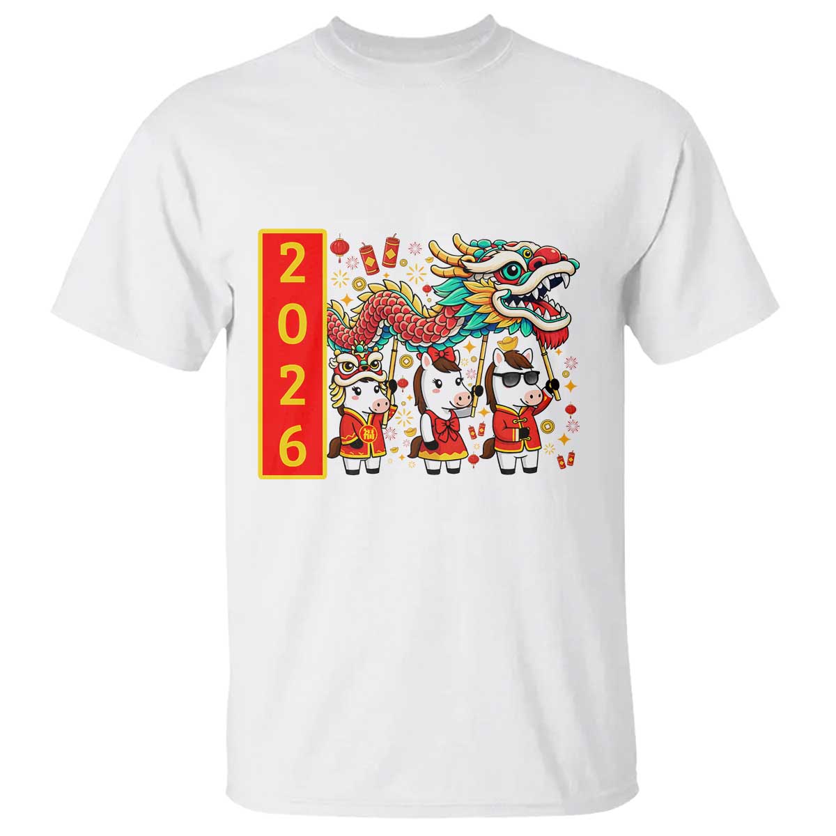 Cute Horse Dragon Dance T Shirt Lunar New Year - Wonder Print Shop