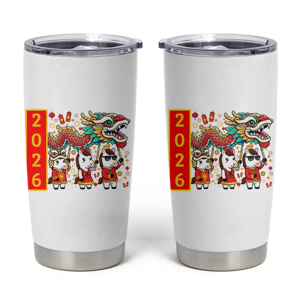Cute Horse Dragon Dance Tumbler Cup Lunar New Year - Wonder Print Shop