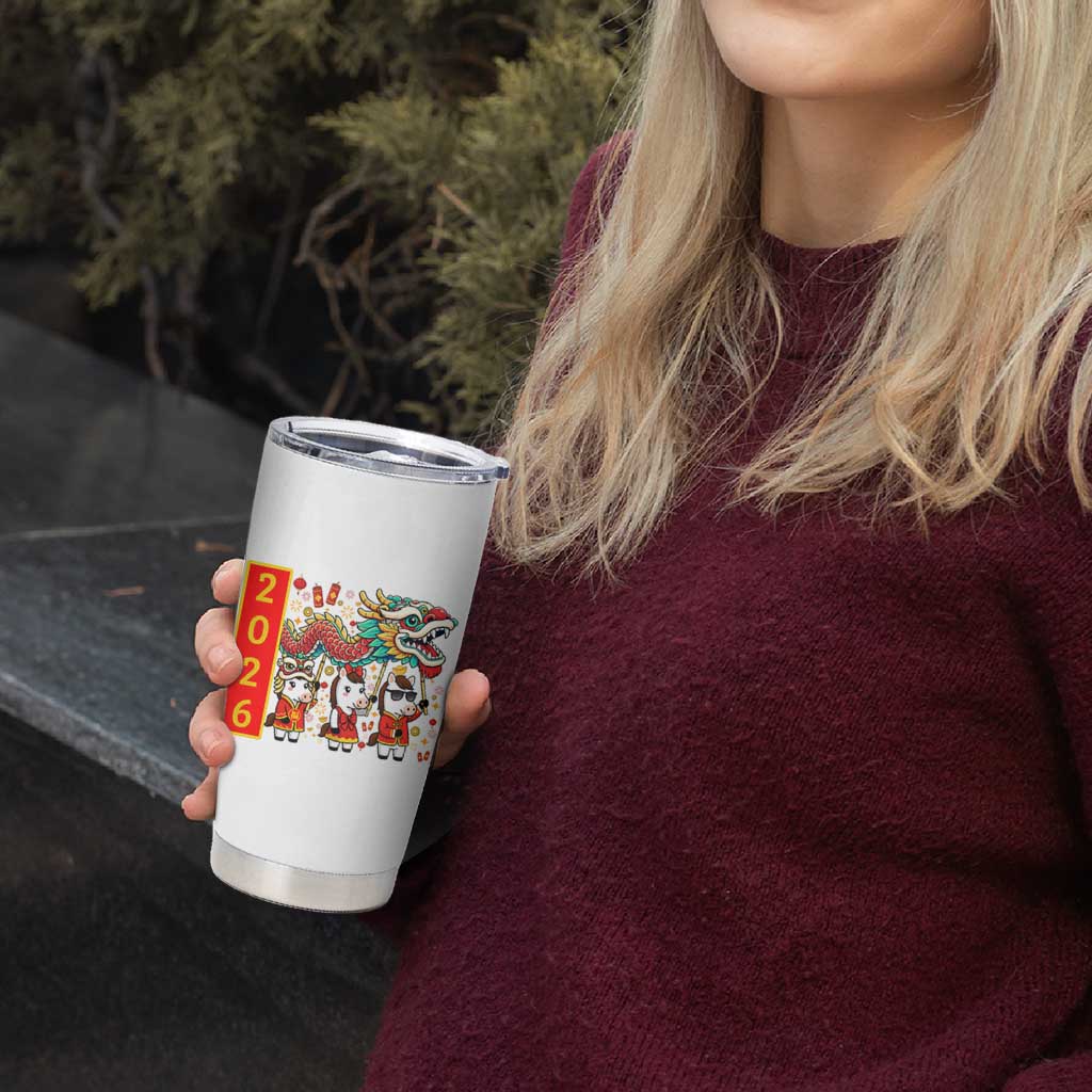 Cute Horse Dragon Dance Tumbler Cup Lunar New Year - Wonder Print Shop