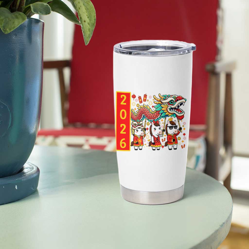 Cute Horse Dragon Dance Tumbler Cup Lunar New Year - Wonder Print Shop
