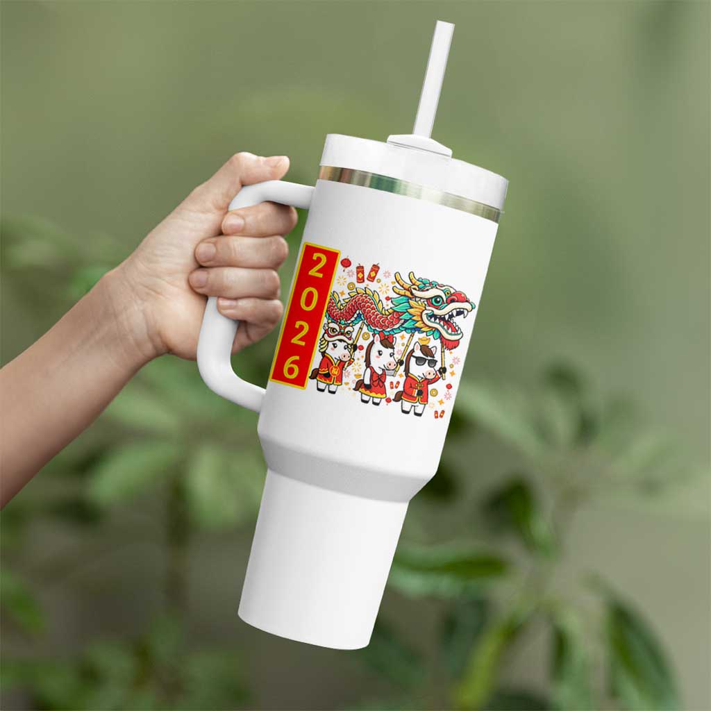 Cute Horse Dragon Dance Tumbler With Handle Lunar New Year - Wonder Print Shop