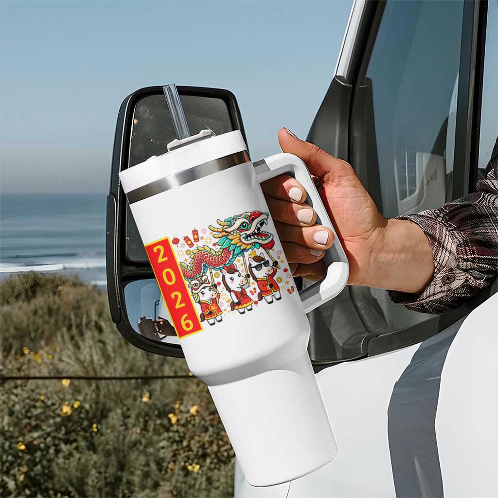 Cute Horse Dragon Dance Tumbler With Handle Lunar New Year - Wonder Print Shop