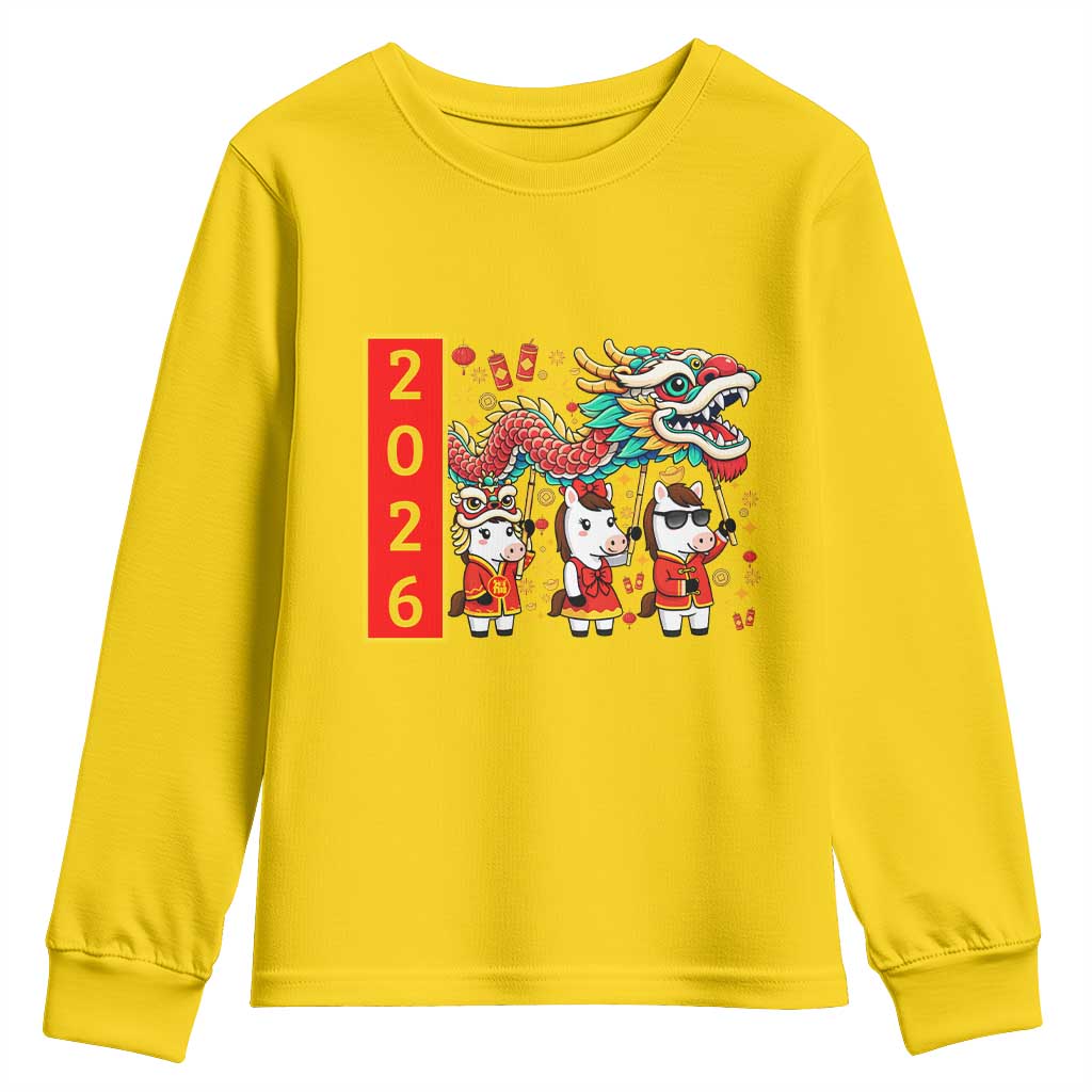 Cute Horse Dragon Dance Youth Sweatshirt Lunar New Year - Wonder Print Shop