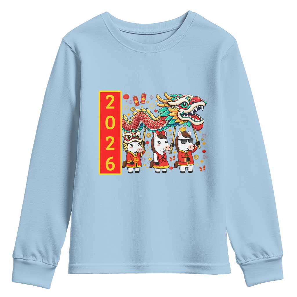 Cute Horse Dragon Dance Youth Sweatshirt Lunar New Year - Wonder Print Shop