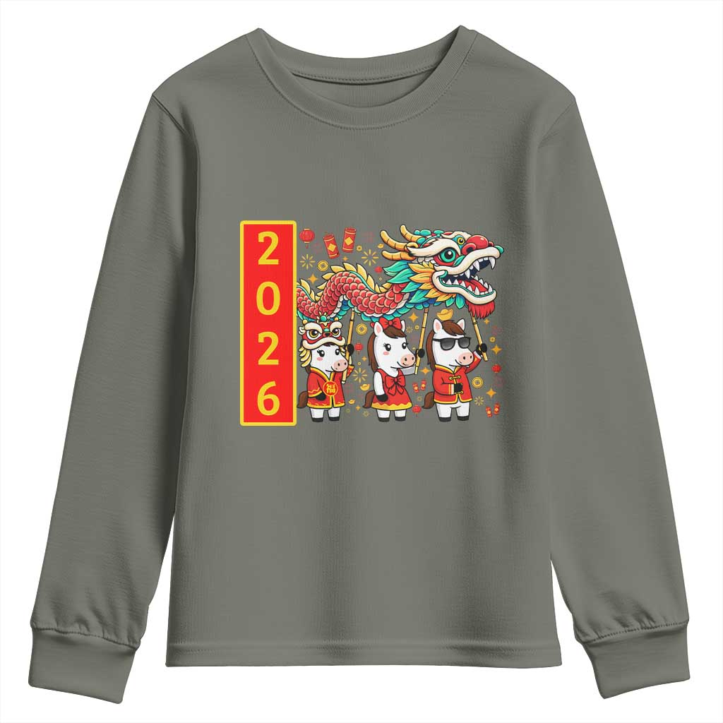 Cute Horse Dragon Dance Youth Sweatshirt Lunar New Year - Wonder Print Shop