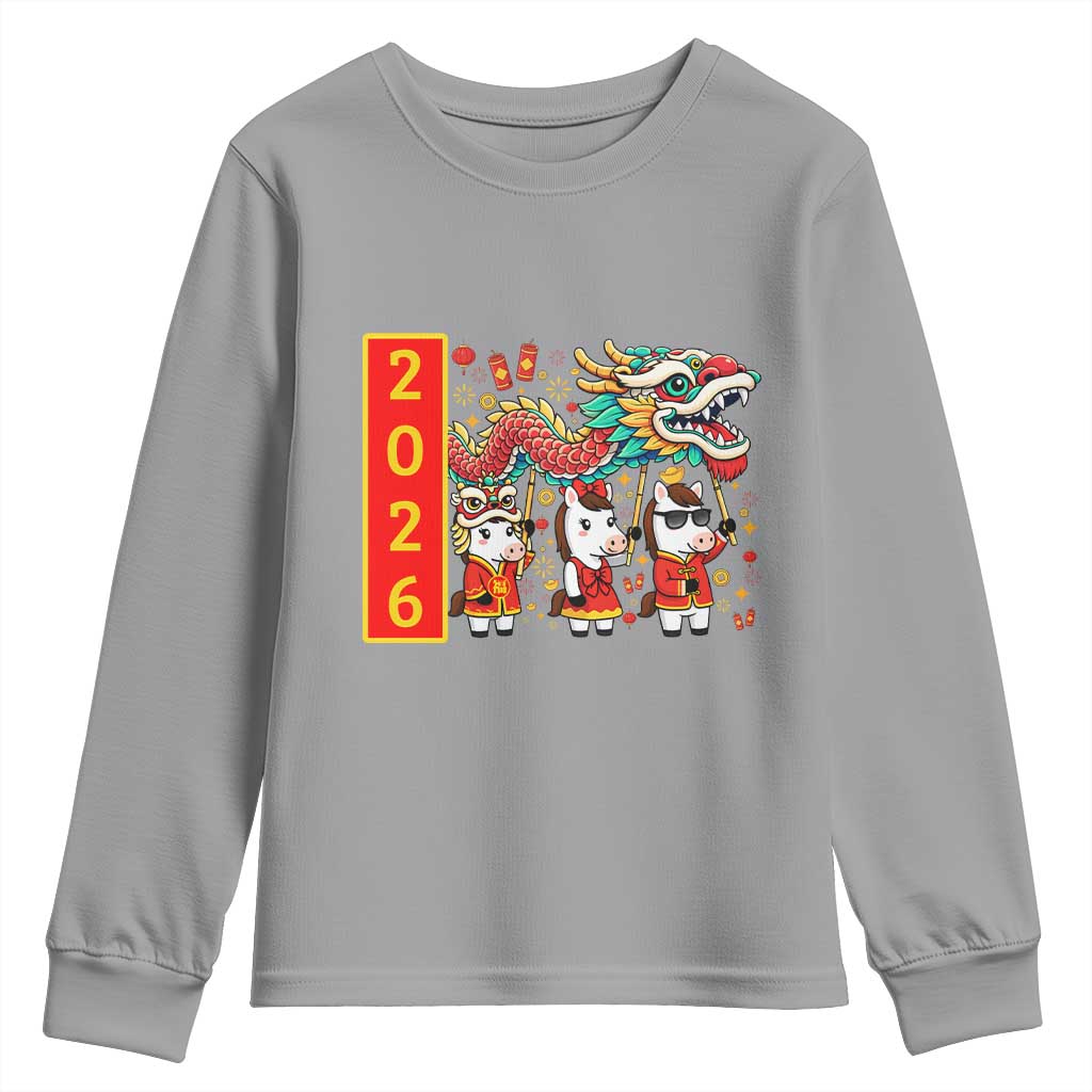 Cute Horse Dragon Dance Youth Sweatshirt Lunar New Year - Wonder Print Shop