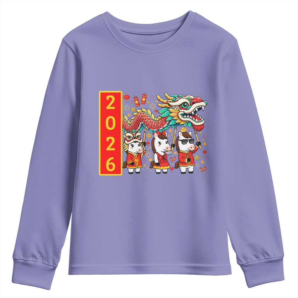 Cute Horse Dragon Dance Youth Sweatshirt Lunar New Year - Wonder Print Shop