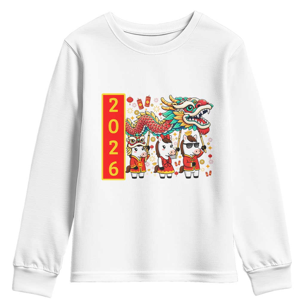Cute Horse Dragon Dance Youth Sweatshirt Lunar New Year - Wonder Print Shop