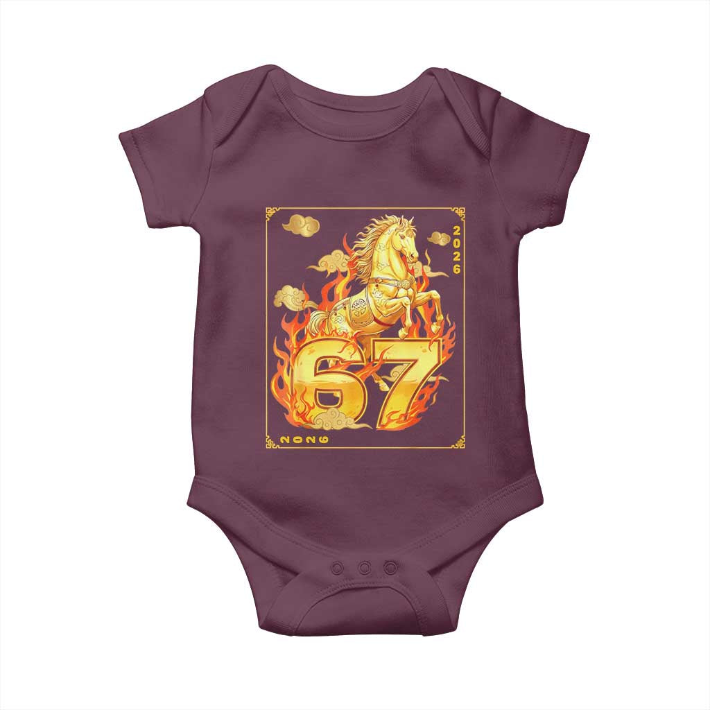 Funny Horse Six Seven Meme Baby Onesie Happy Lunar New Year - Wonder Print Shop