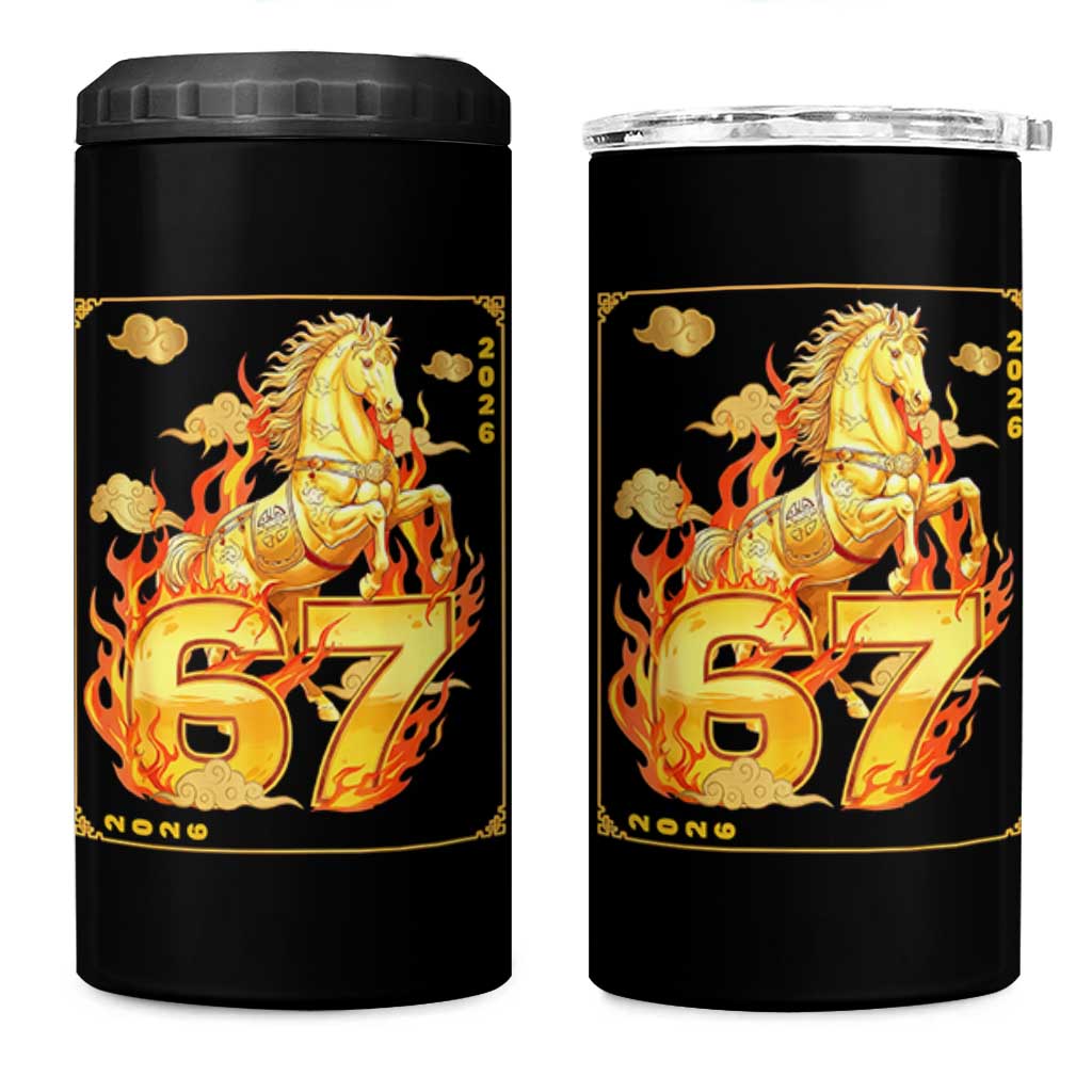 Funny Horse Six Seven Meme 4 in 1 Can Cooler Tumbler Happy Lunar New Year - Wonder Print Shop