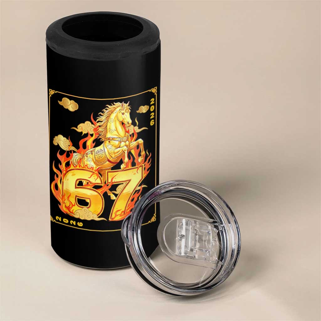 Funny Horse Six Seven Meme 4 in 1 Can Cooler Tumbler Happy Lunar New Year - Wonder Print Shop