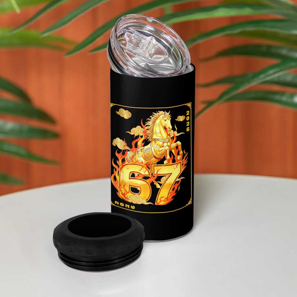 Funny Horse Six Seven Meme 4 in 1 Can Cooler Tumbler Happy Lunar New Year - Wonder Print Shop