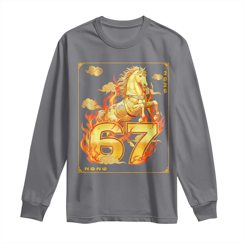 Funny Horse Six Seven Meme Long Sleeve Shirt Happy Lunar New Year - Wonder Print Shop