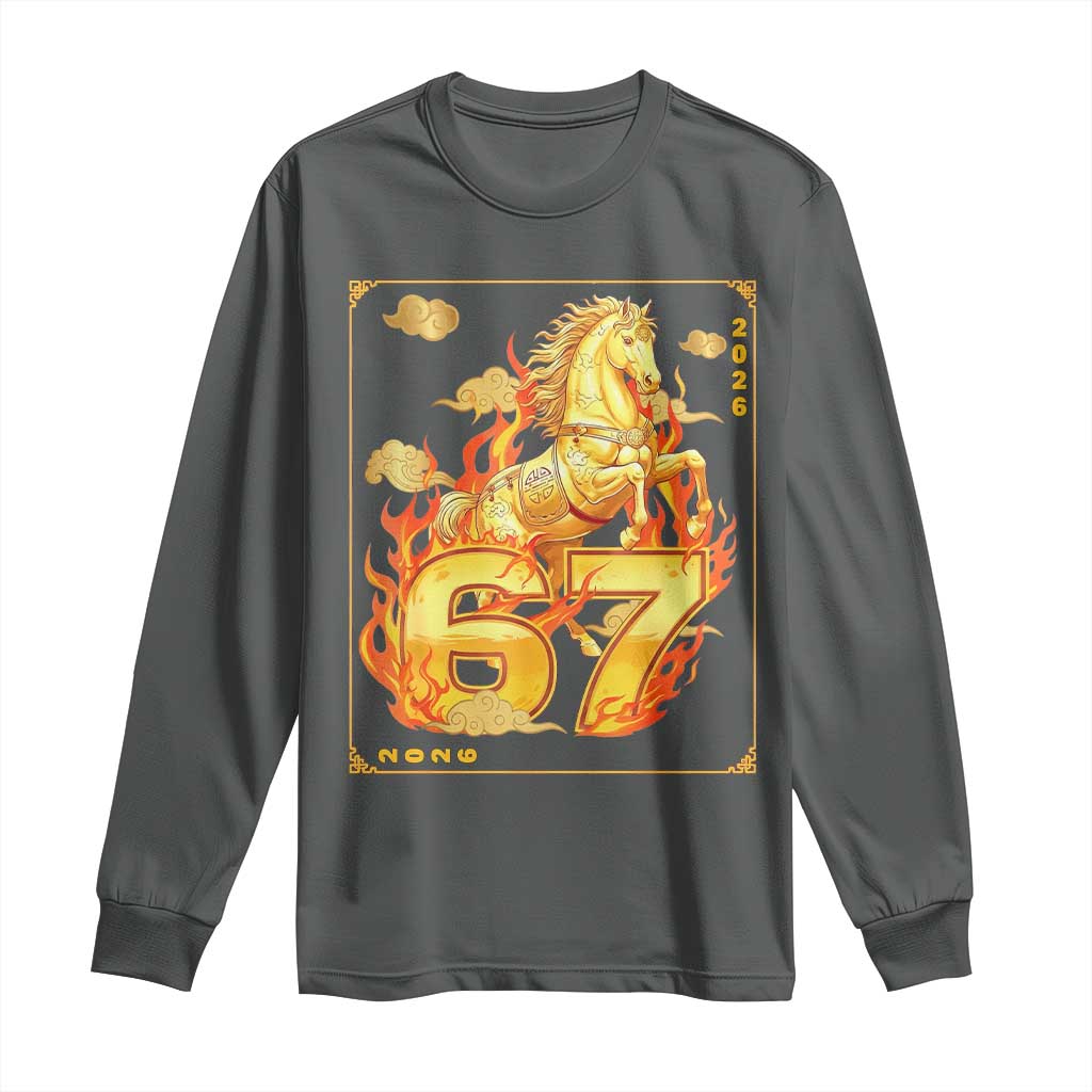 Funny Horse Six Seven Meme Long Sleeve Shirt Happy Lunar New Year - Wonder Print Shop