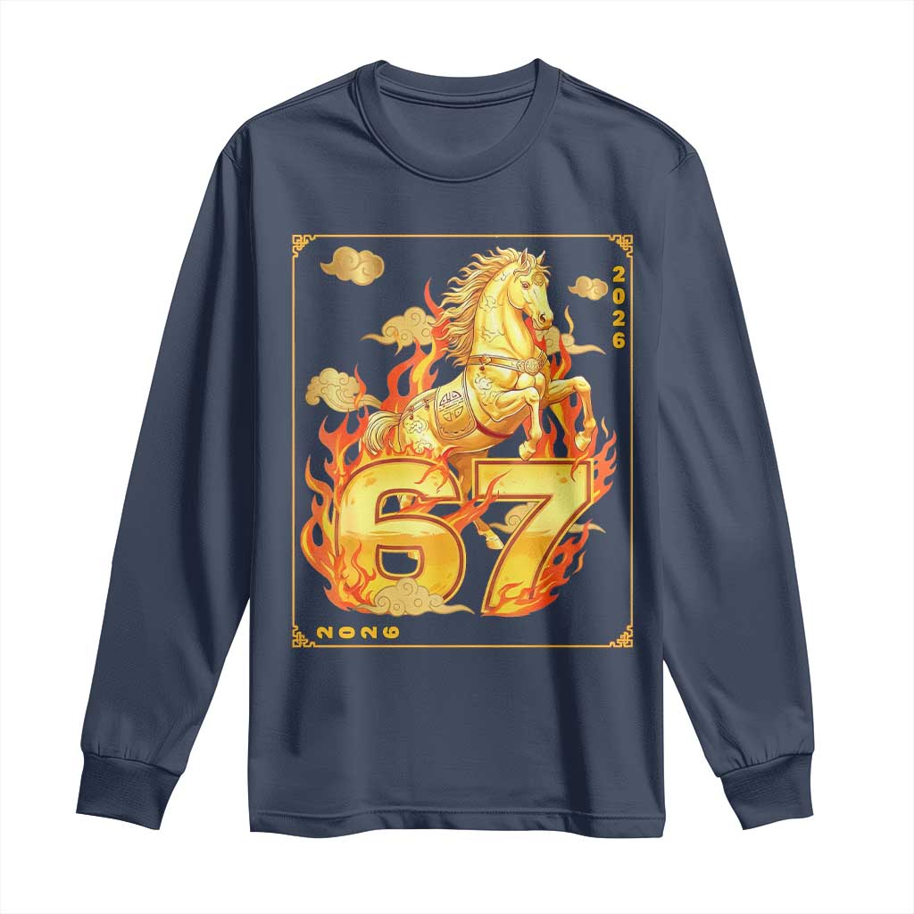 Funny Horse Six Seven Meme Long Sleeve Shirt Happy Lunar New Year - Wonder Print Shop