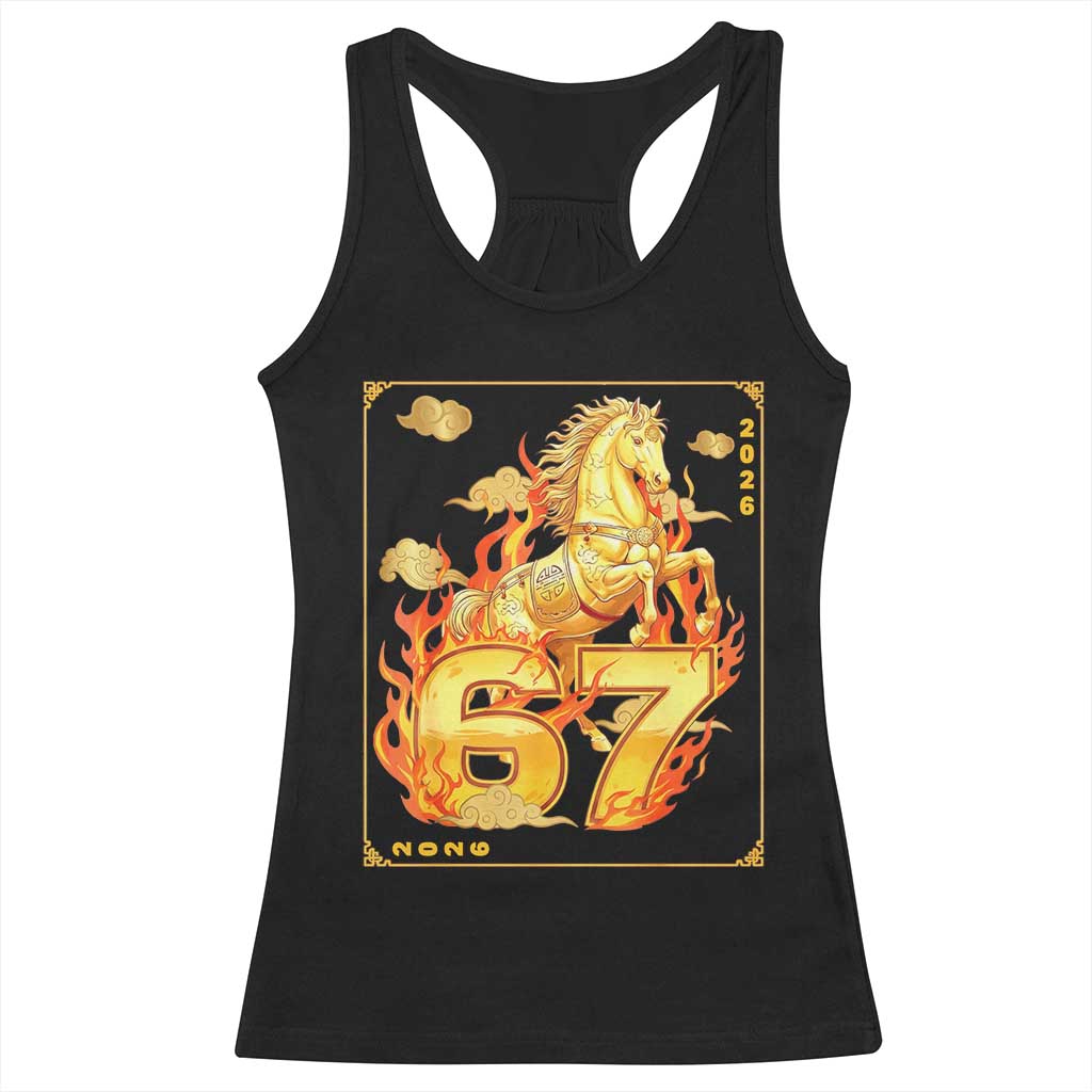 Funny Horse Six Seven Meme Racerback Tank Top Happy Lunar New Year - Wonder Print Shop