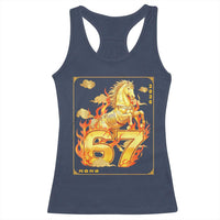 Funny Horse Six Seven Meme Racerback Tank Top Happy Lunar New Year - Wonder Print Shop