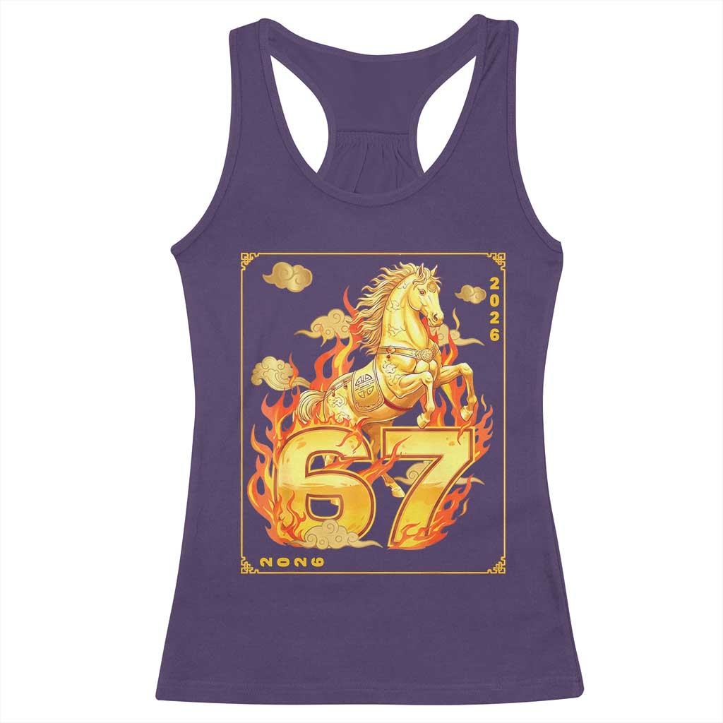 Funny Horse Six Seven Meme Racerback Tank Top Happy Lunar New Year - Wonder Print Shop