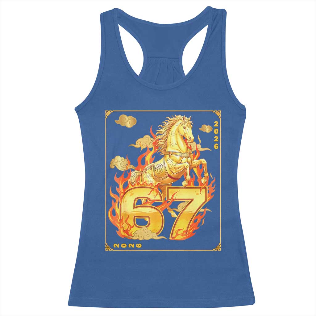 Funny Horse Six Seven Meme Racerback Tank Top Happy Lunar New Year - Wonder Print Shop