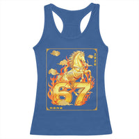 Funny Horse Six Seven Meme Racerback Tank Top Happy Lunar New Year - Wonder Print Shop