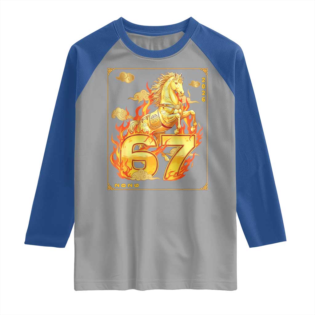 Funny Horse Six Seven Meme Raglan Shirt Happy Lunar New Year - Wonder Print Shop