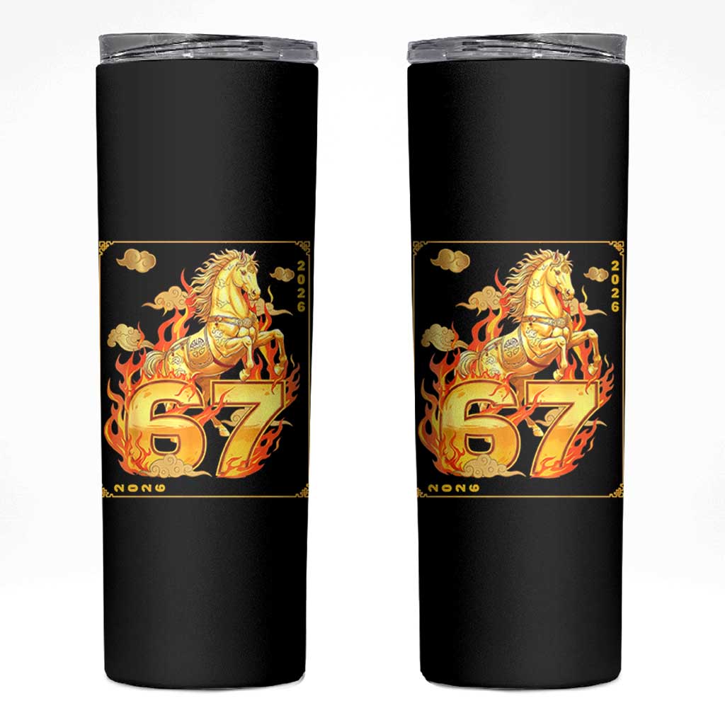 Funny Horse Six Seven Meme Skinny Tumbler Happy Lunar New Year - Wonder Print Shop