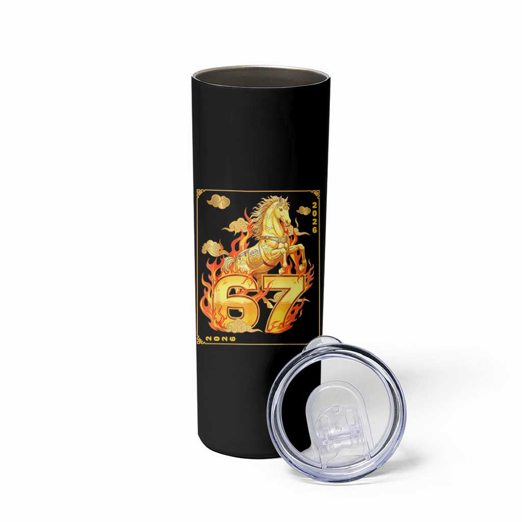 Funny Horse Six Seven Meme Skinny Tumbler Happy Lunar New Year - Wonder Print Shop