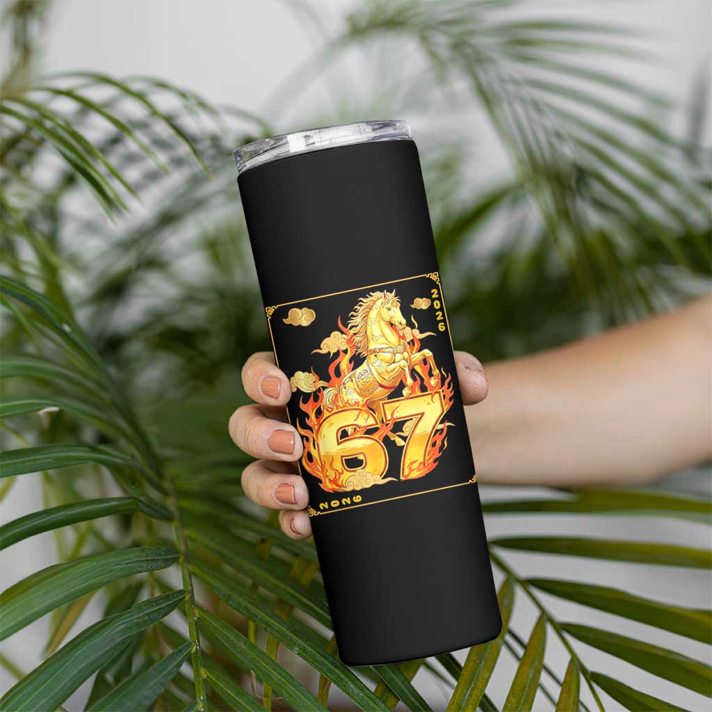 Funny Horse Six Seven Meme Skinny Tumbler Happy Lunar New Year - Wonder Print Shop