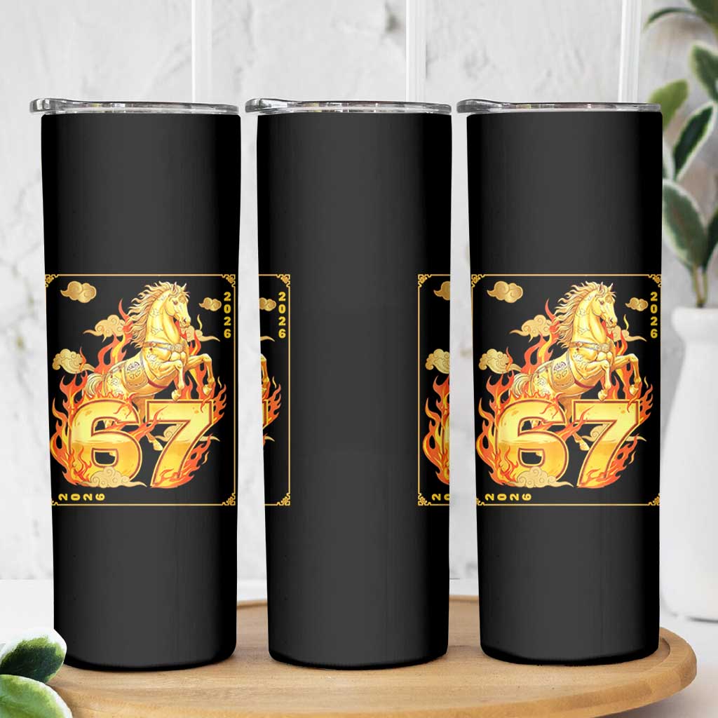 Funny Horse Six Seven Meme Skinny Tumbler Happy Lunar New Year - Wonder Print Shop