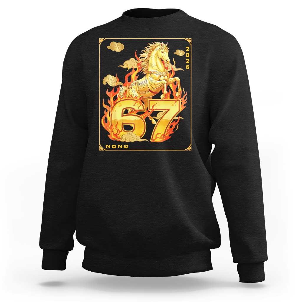 Funny Horse Six Seven Meme Sweatshirt Happy Lunar New Year - Wonder Print Shop