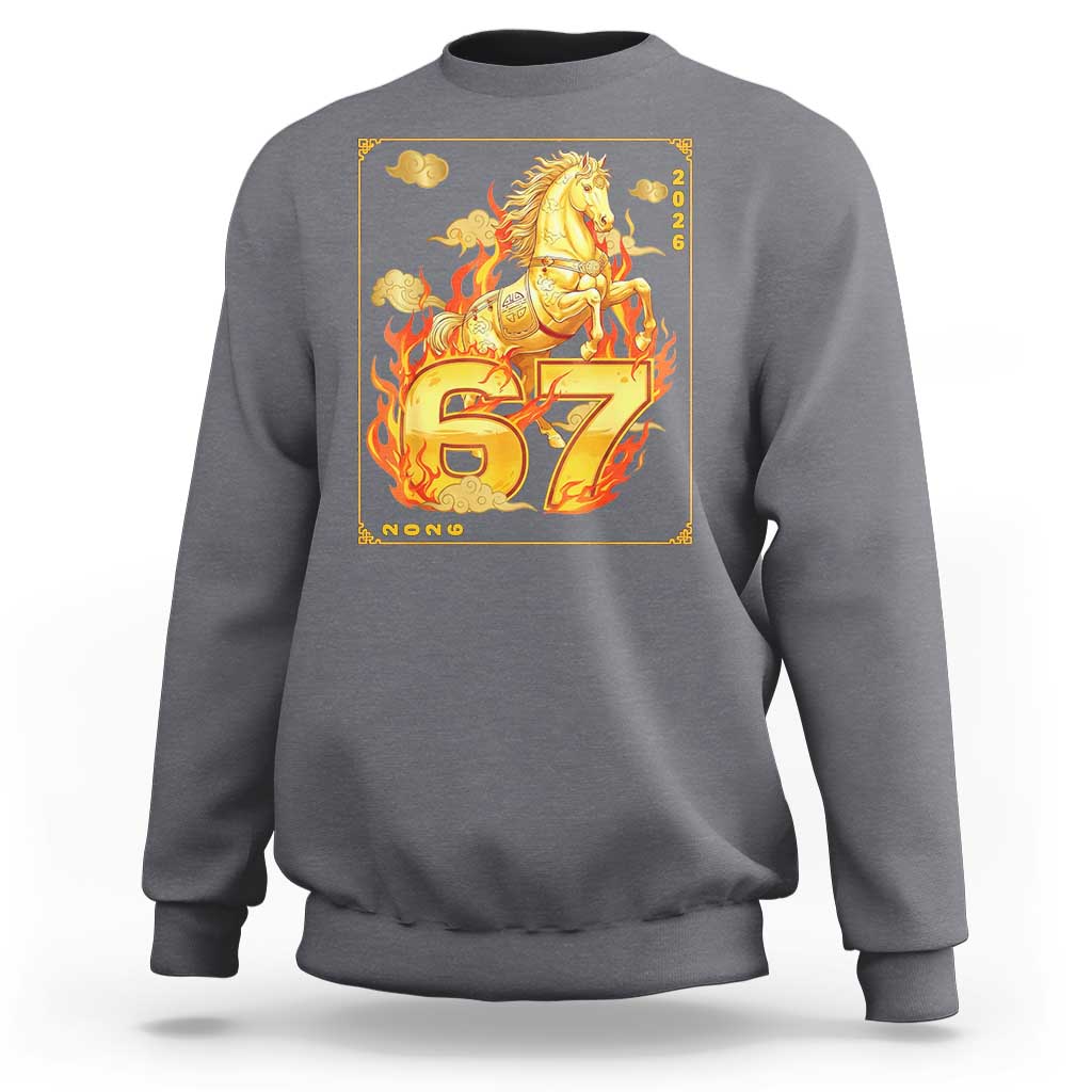 Funny Horse Six Seven Meme Sweatshirt Happy Lunar New Year - Wonder Print Shop