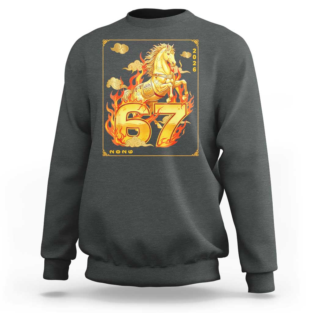 Funny Horse Six Seven Meme Sweatshirt Happy Lunar New Year - Wonder Print Shop