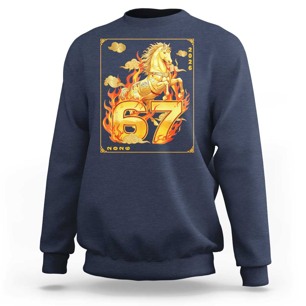 Funny Horse Six Seven Meme Sweatshirt Happy Lunar New Year - Wonder Print Shop